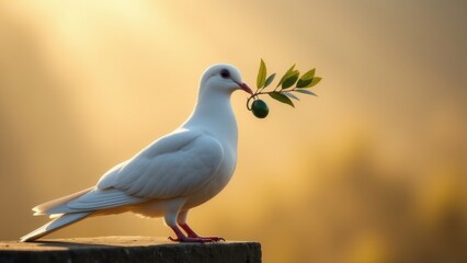 Reflect on #palm sunday peace as a graceful #dove with branch radiates divine calm