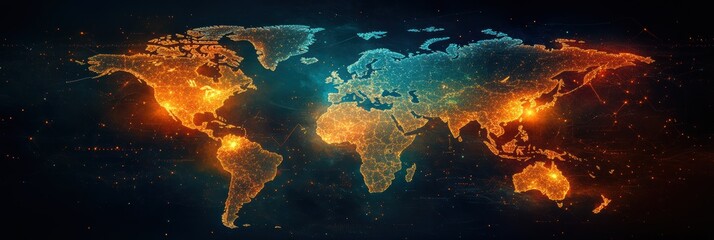 Global graphic layout emphasizing advertising trends across regions of the world