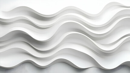 Fototapeta premium Abstract White Waves of Paper with Fluid Motion and Perspective