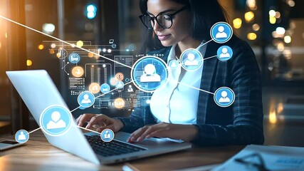 Digital marketer optimizing campaigns using IoT technology and live data insights.