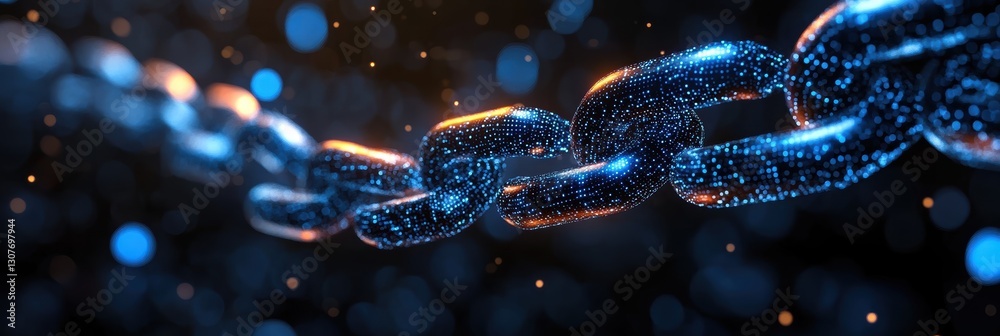 Poster pulsating dots illustrate blockchain technology's dynamic and interconnected nature