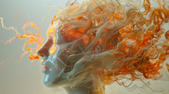 Abstract background with human image and fire elements, perfect for creative projects related to art, music or fashion