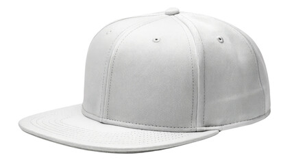 White Flat Brim Baseball Cap Mockup Isolated on Transparent Background, Headwear Design Template, baseball cap, mockup, hat