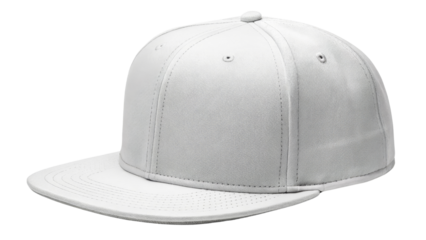 White Flat Brim Baseball Cap Mockup Isolated on Transparent Background, Headwear Design Template, baseball cap, mockup, hat