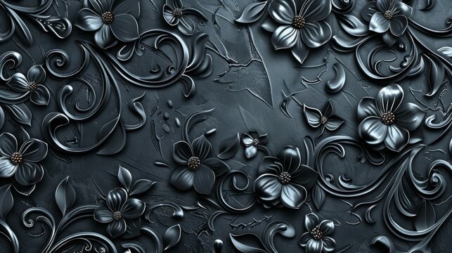 Black and white background with embossed colors and patterns, ideal for interior design, packaging or promotional materials related to luxury and elegance.