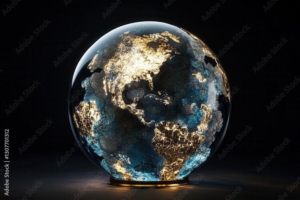 Poster futuristic globe design showcasing layered transparency with glowing accents symbolizing global dipl