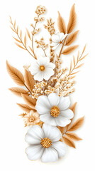 Elegant white and beige floral bouquet; ideal for wedding invitations, home decor, or website design