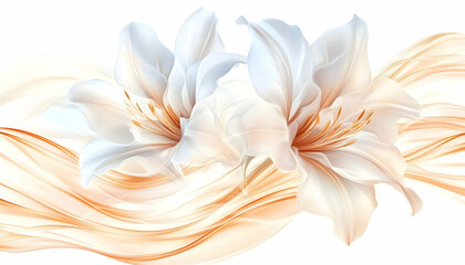 Elegant White Lilies and Flowing Fabric; Perfect for Home Decor or Print Design