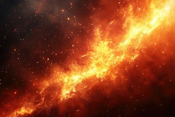 Fototapeta premium Fiery explosion with sparks and embers, dynamic and intense fiery texture.