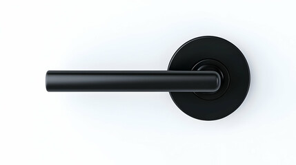 Modern sleek black door handle on white background for interior design