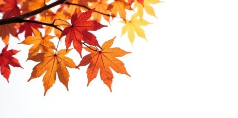 Simple maple branches with leaves isolated on white, simple, leaf