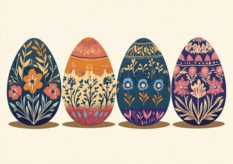 Fototapeta premium Colourful Easter egg with floral folk design