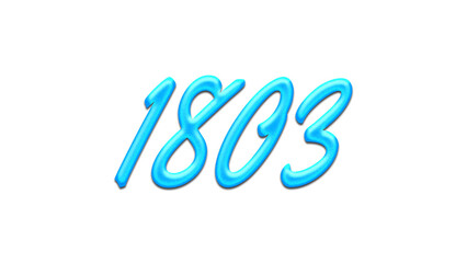 Glowing blue effect of number 1803 on white background.
