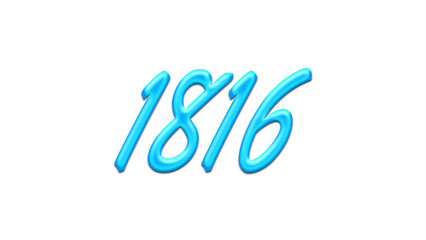 Glowing blue effect of number 1816 on white background.