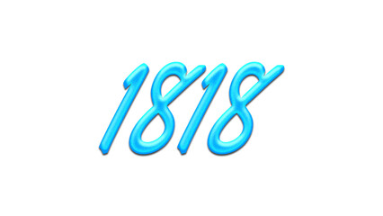 Glowing blue effect of number 1818 on white background.