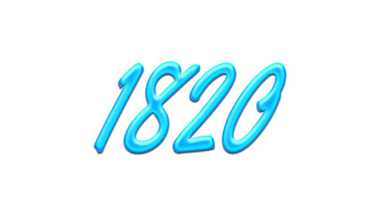 Glowing blue effect of number 1820 on white background.