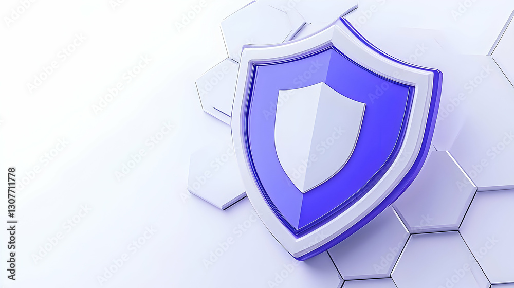 Poster modern shield icon on abstract background with hexagonal patterns