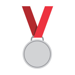 empty Silver medallion achievement metallic winning sign icon flat