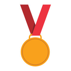 Empty Bronze medallion achievement metallic winning sign icon flat
