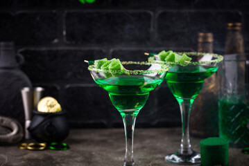 Green cocktail for St. Patrick day