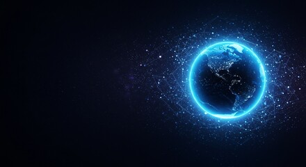 Global connectivity network around planet Earth. Worldwide internet connection signal. Abstract global technology background for business innovative projects.