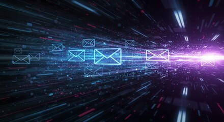 Fast Email Delivery System - Instant global communication, message flow, rapid email transmission, network connectivity, efficient data transfer
