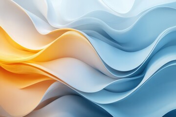 Obraz premium Abstract artwork featuring flowing, layered shapes in shades of blue and orange, creating a dynamic and visually appealing composition.