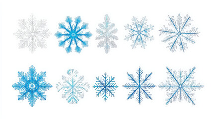 Fototapeta premium A collection of blue snowflakes