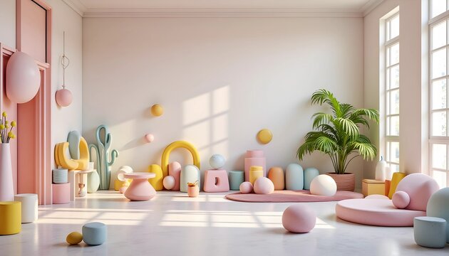 Pastel colors kids playroom