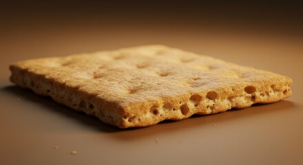 Golden Crisp Cracker Delight - A single, crispy golden cracker, symbolizing simplicity, wholesomeness, texture, snack time, and satisfying crunch