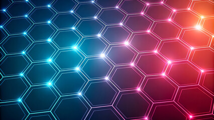 テクノロジーを感じさせる、光るヘキサゴンネットワーク