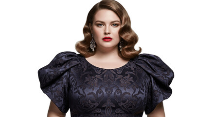 Plus-size model in an elegant evening gown