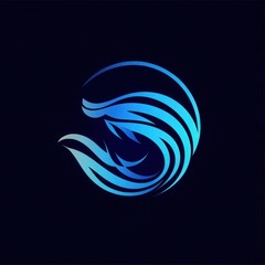 Modern abstract fish logo design featuring wave patterns in cool blue tones ideal for aquatic themed branding Generative AI