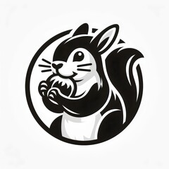 squirrel with nut icon, logo isolated 