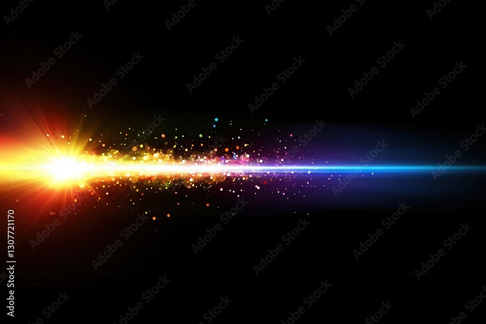 Poster Beam of light breaking through darkness with vibrant colors and sparkles creating abstract inspiration Generative AI