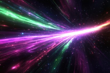 Fototapeta premium Vibrant streaks of light converge in a cosmic spectacle, creating a mesmerizing display of color and energy.