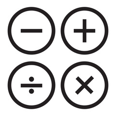 Obraz premium set of plus and minus symbols in circular and square shapes, positive and negative signs, vector black and white icons, geometric symbols for math, web, and UI design elements