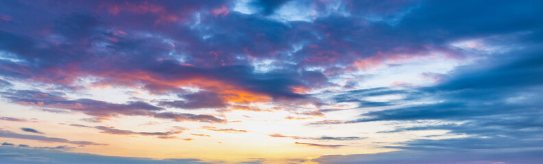 Beautiful blue sky with a pinkish orange sunset