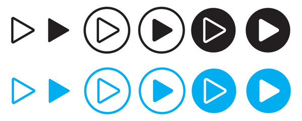 Play button icon set. video play vector symbol.