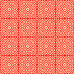 Lozenges, circles ornament. Seamless pattern. Mosaic backdrop. Tiles wallpaper. Ethnic motif. Geometric linear background. Digital paper. Geometrical textile print. Embroidery image.