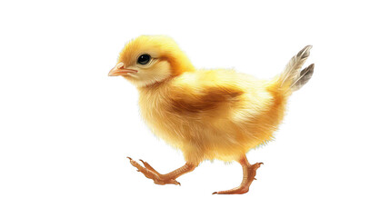 Obraz premium A dynamic illustration of a chick taking its first steps, with every feather rendered in ultra-realistic detail,