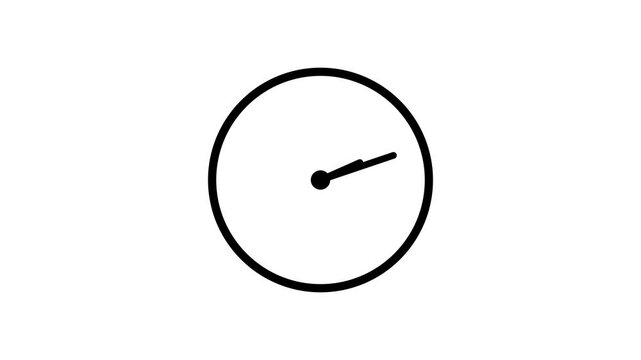Simple count down analog clock animation, Clock isolated animated