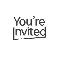 "You're Invited" Typography Icon for Event Invitations, Party Announcements, Gathering Notices and Social Occasion Graphics