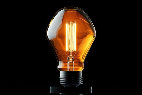 A glowing, amber-colored Edison light bulb illuminates the darkness, symbolizing ideas and innovation.