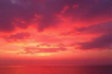 Red sunset sky over the sea with scattered clouds. Sun Shining Glow. Sky Background.