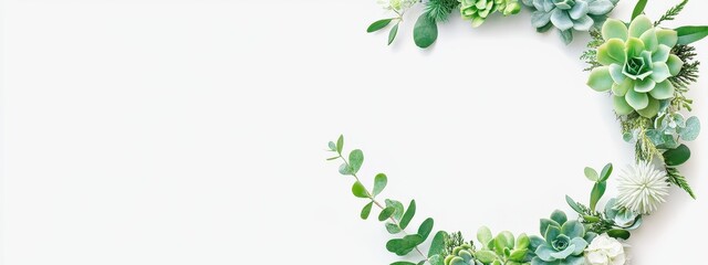 Naklejka premium wreath flower succulent watercolor floral plant cactus wedding background. green wreath flower succulent rustic vintage bouquet spring garden border circle card isolated illustration branch painted