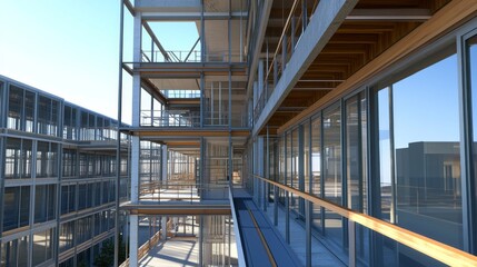 Fototapeta premium Digital technologies transform construction by creating virtual models of buildings and infrastructure, allowing for better planning, collaboration, and efficiency. 