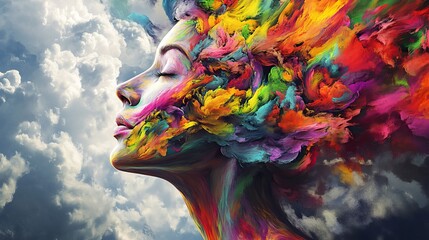 Fototapeta premium Take care of your mind and well-being. Think positively and let your creativity flow.