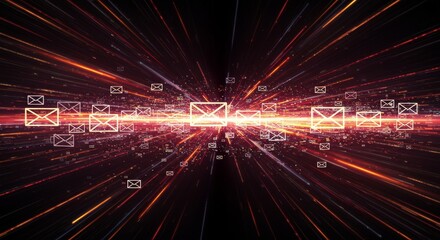 Obraz premium Rapid Email Communication System - Fast email delivery, global reach, instant messaging, secure communication, modern technology