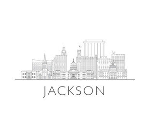 Obraz premium Jackson, Mississippi, skyline cityscape vector illustration